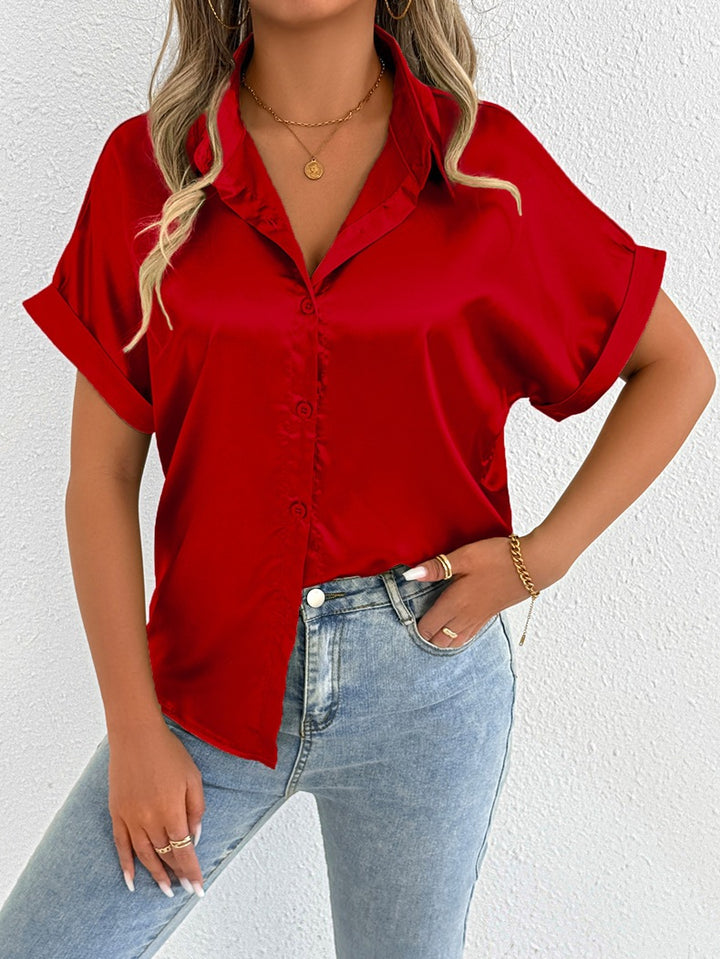 Damen Satinbluse mit lässigem Schnitt und elegantem Kragen Drune