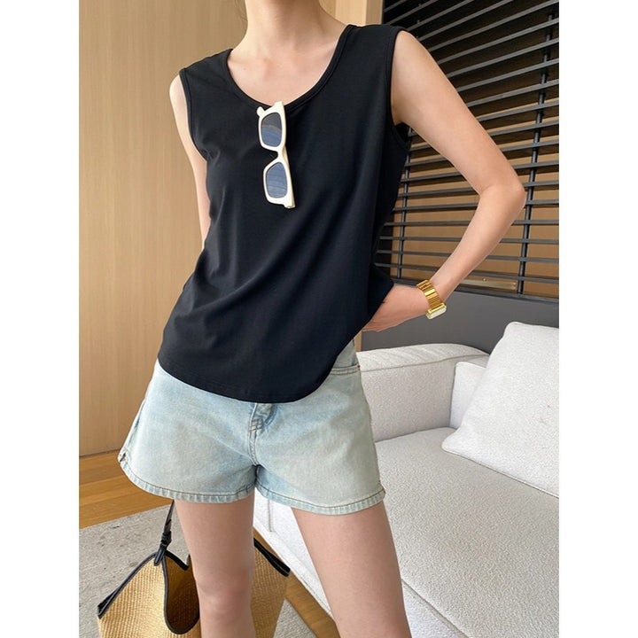 Damen elegantes V-Ausschnitt Top mit schwingendem Midirock Drune
