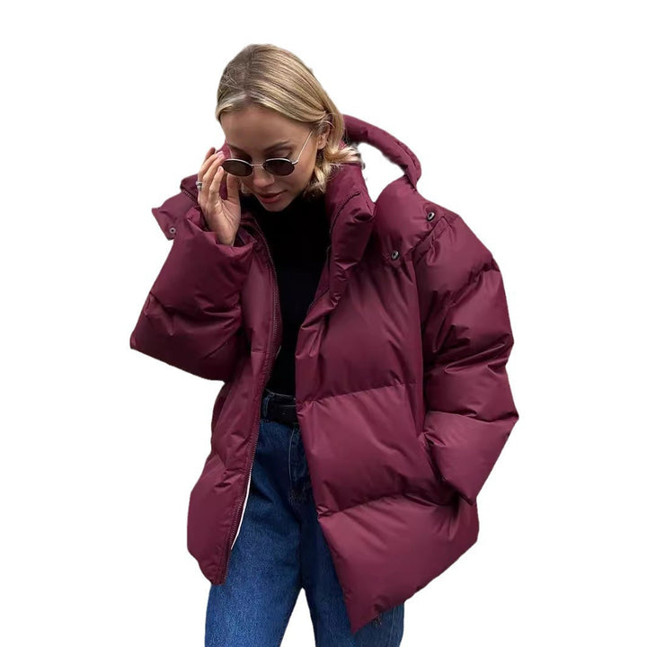 Damen sportliche Daunenjacke mit hohem Kragen und voluminösem Schnitt Drune
