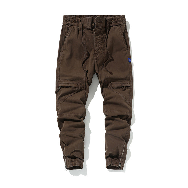 Herren Funktionale Cargo-Joggerhose mit Knieabnähern, Reißverschluss-Knöchel und Elastikbund Drune