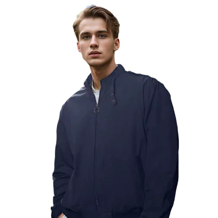 Herren Leichte Bomberjacke mit Stehkragen, Ring-Zipper und elastischem Saum Drune