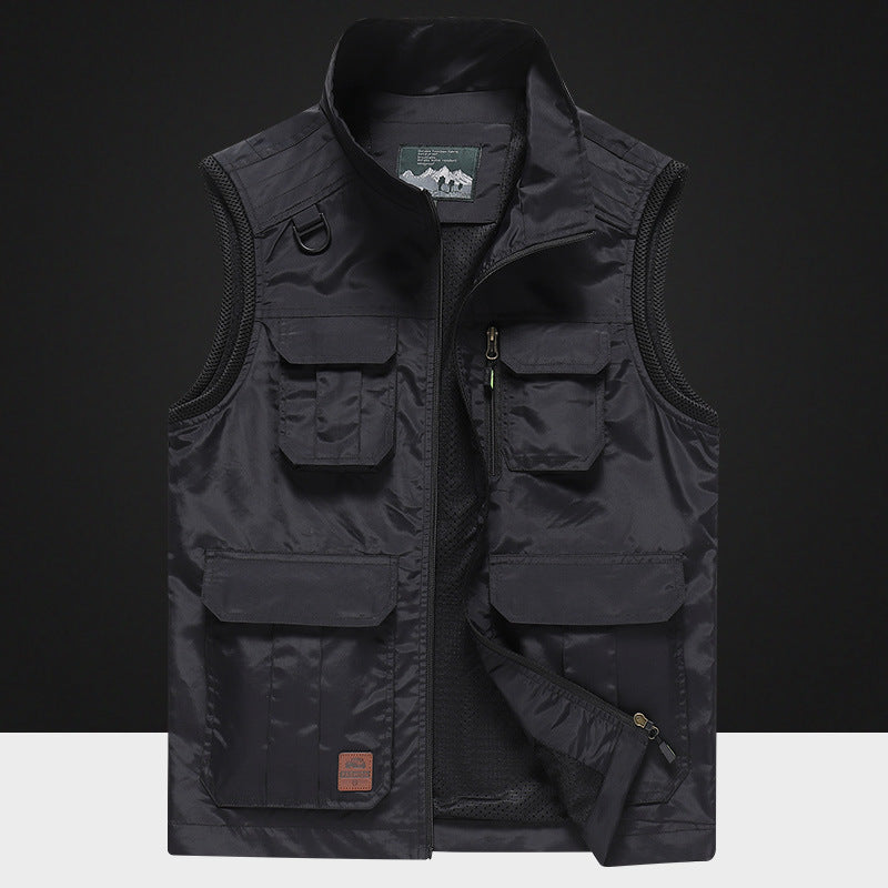 Herren Multifunktionale Outdoorweste mit atmungsaktivem Mesh‑Futter und Mehrfachtaschen Drune