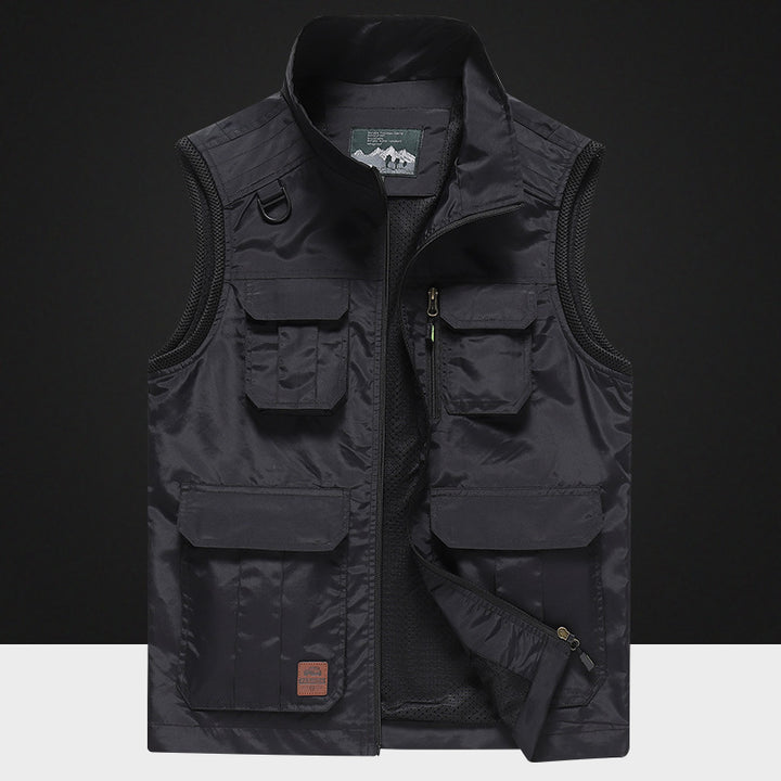 Herren Multifunktionale Outdoorweste mit atmungsaktivem Mesh‑Futter und Mehrfachtaschen Drune