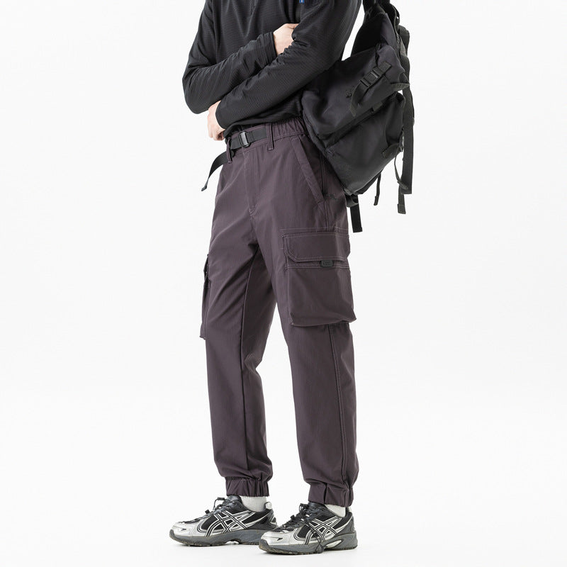Herren Leichte Outdoor‑Cargohose im Joggerstil mit integriertem Webgurt und elastischen Knöcheln Drune