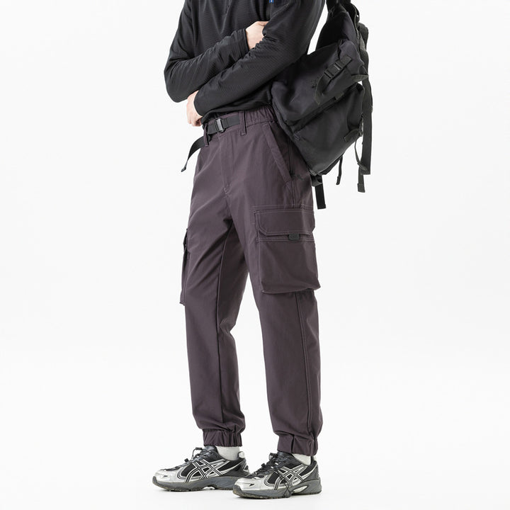 Herren Leichte Outdoor‑Cargohose im Joggerstil mit integriertem Webgurt und elastischen Knöcheln Drune