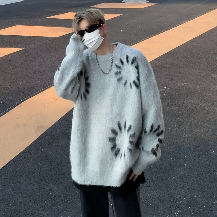 Unisex Grobstrickpullover mit grafischem Muster Drune