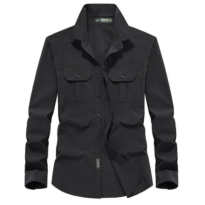 Herren Leichtes Utility-Overshirt aus Baumwollmix mit Brustklappen und entspannter Passform Drune