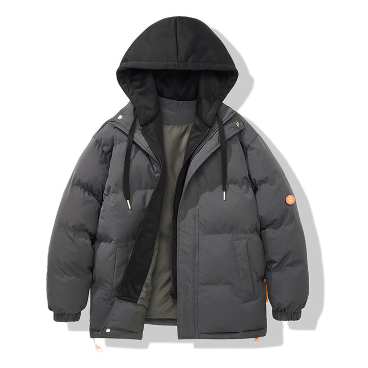 Herren zweilagige Oversized Steppjacke mit integrierter Kontrast-Kapuzeninnenjacke und thermischer Wattierung Drune