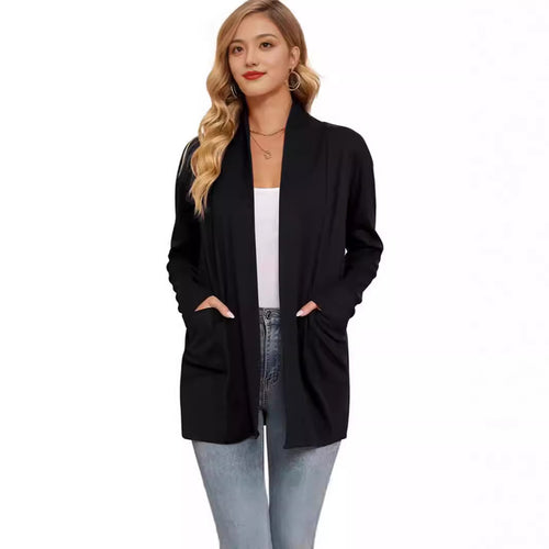 Damen lässiger Longcardigan mit Taschen Drune