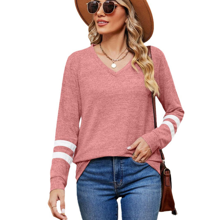 Damen V-Ausschnitt Sweatshirt mit grafischem Schulterdesign Drune
