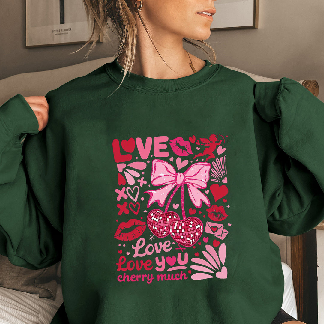 Damen Sweatshirt mit voluminösen Ärmeln und verspieltem Kirschmotiv Drune