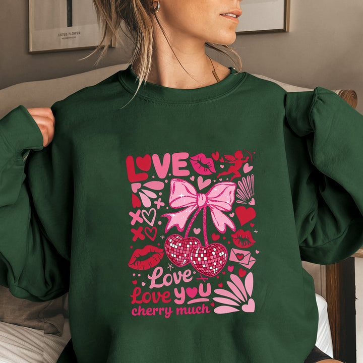 Damen Sweatshirt mit voluminösen Ärmeln und verspieltem Kirschmotiv Drune