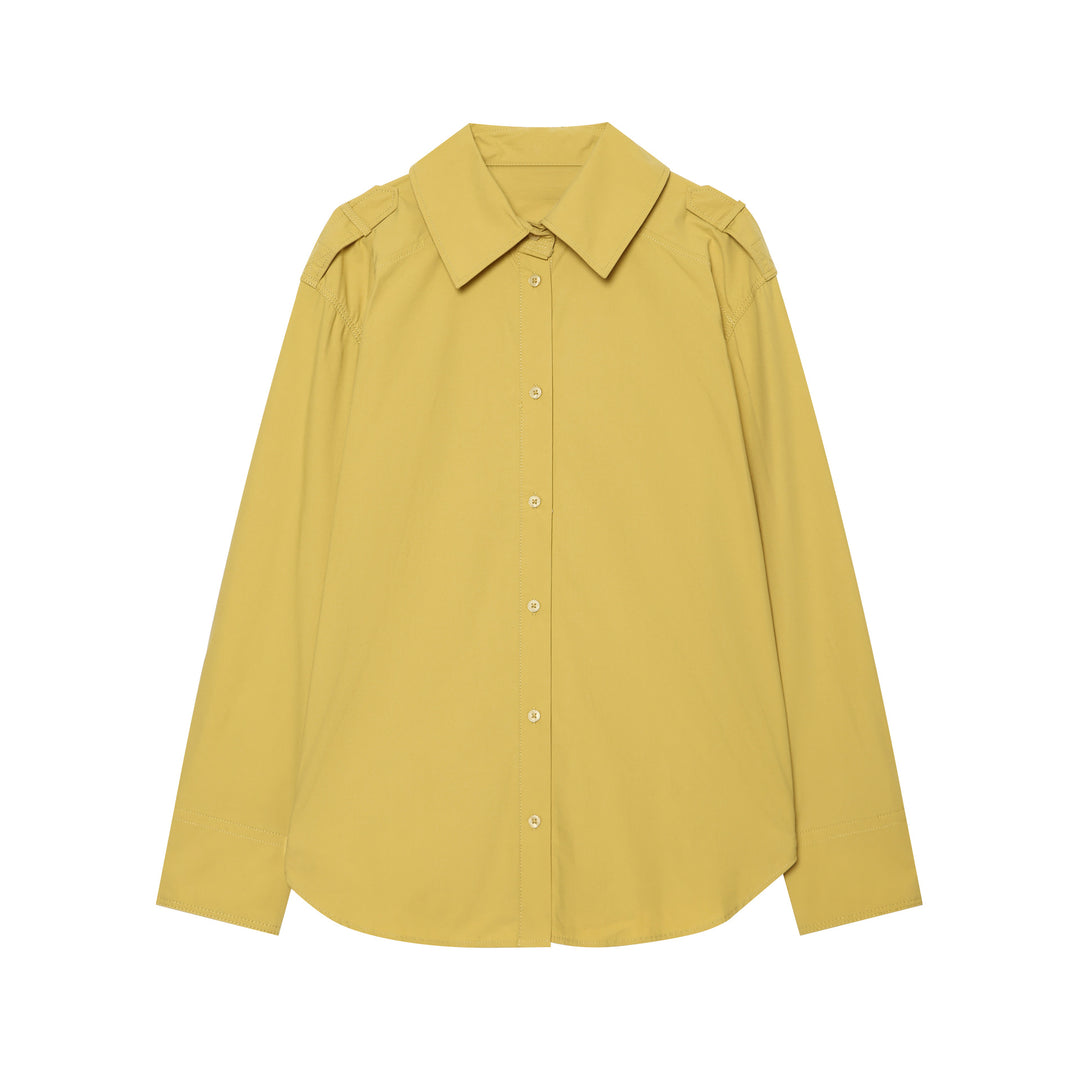 Damen Oversize‑Hemdbluse mit breitem Kentkragen und Schulterklappen Drune