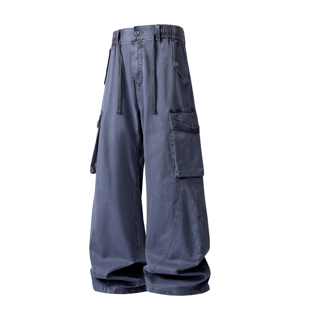 Herren Weite Cargo-Bundfaltenhose mit Tunnelzug und großen Klappentaschen Drune