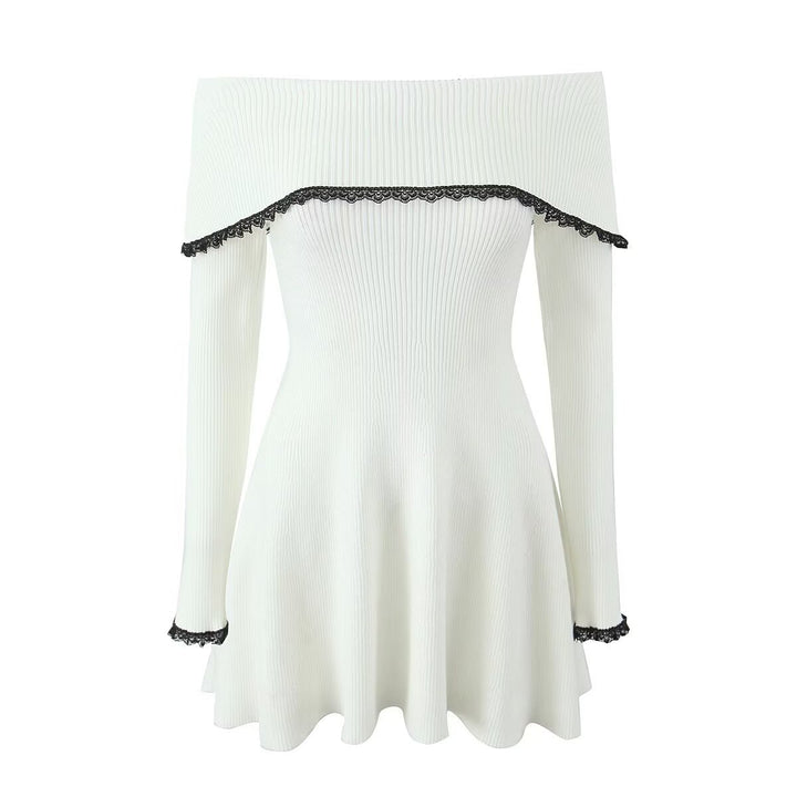 Damen Kleid mit abnehmbarem Spitzenkragen Drune