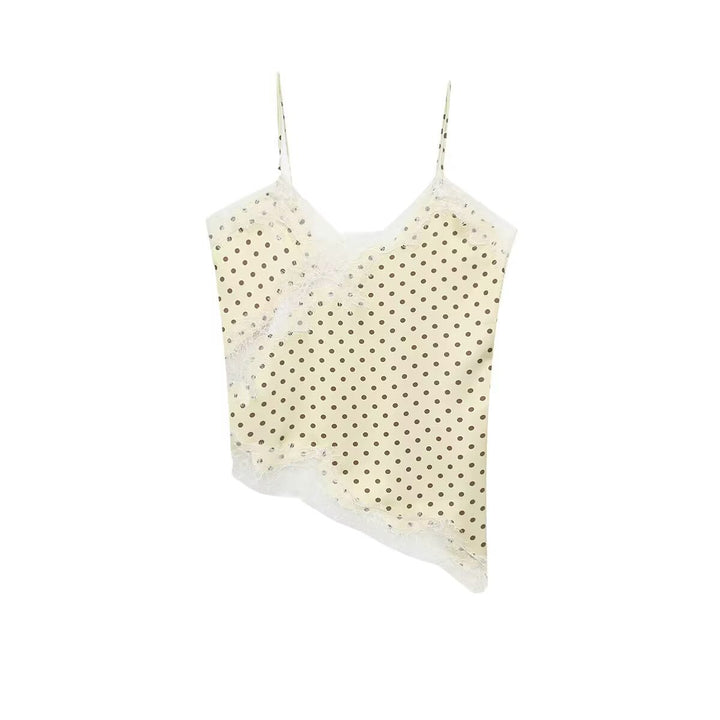 Damen-Spitzen-Camisole mit asymmetrischem Schnitt und eleganten Punkten Drune