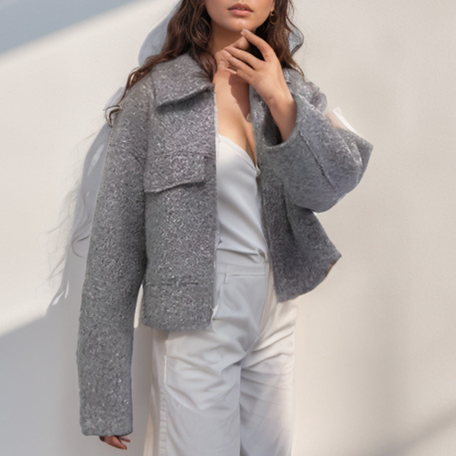 Damen Cropped Wolljacke Drune