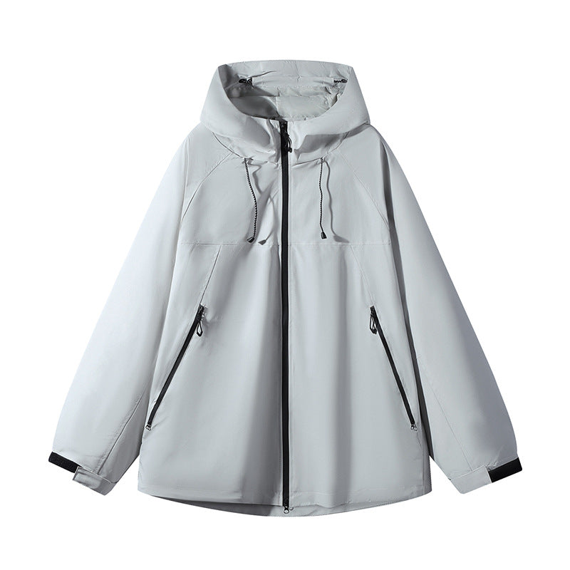 Unisex Wasserabweisende zweifarbige Softshell-Jacke mit Kapuze Drune