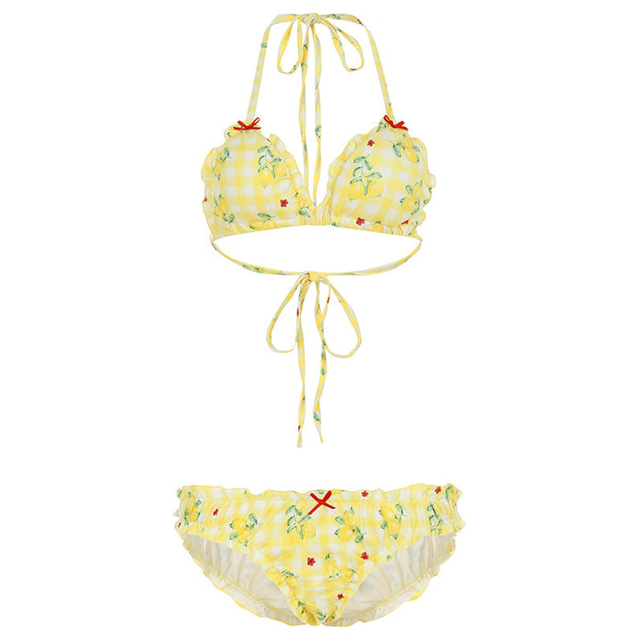 Damen Bikini-Set mit verspieltem Blumenmuster und Rüschendetails Drune