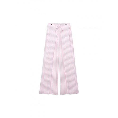 Damen Weite High‑Waist Palazzohose mit Tunnelzug und feinem Streifenmuster Drune