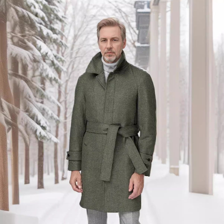 Herren klassischer Trenchcoat mit stilvollem Gürtel und doppelter Knopfreihe Drune