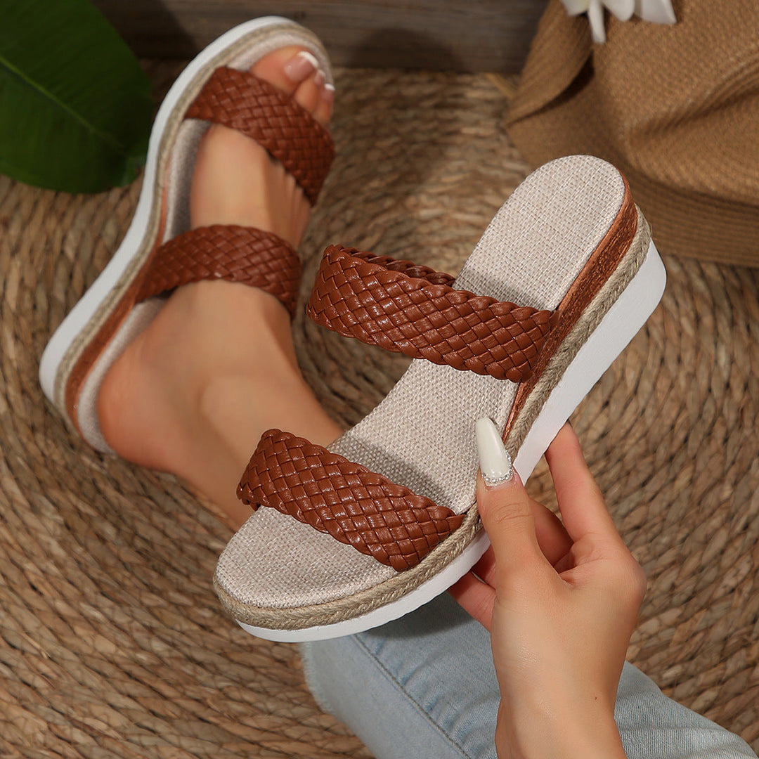 Damen Wedge-Sandaletten mit geflochtenem Riemen und komfortablem Fußbett Drune