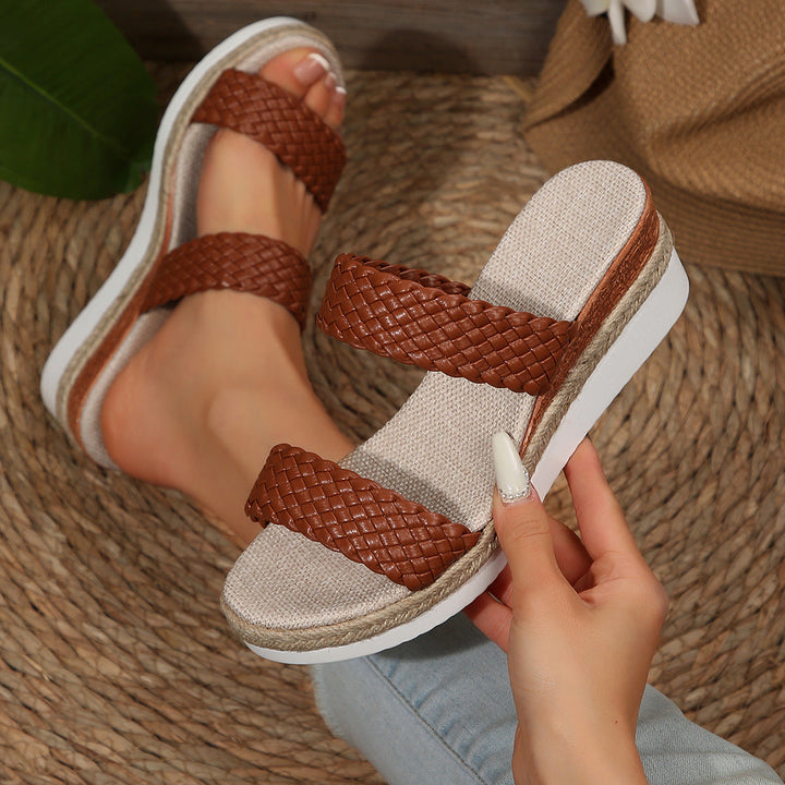 Damen Wedge-Sandaletten mit geflochtenem Riemen und komfortablem Fußbett Drune