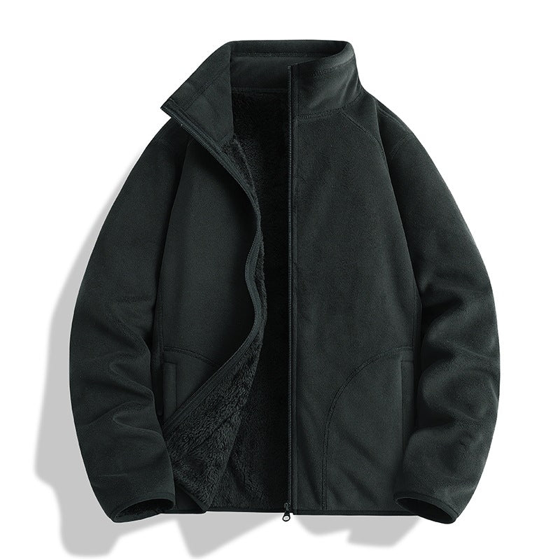 Herren Fleecejacke mit Sherpa‑Teddyfutter, Stehkragen & Zwei‑Wege‑Reißverschluss Drune