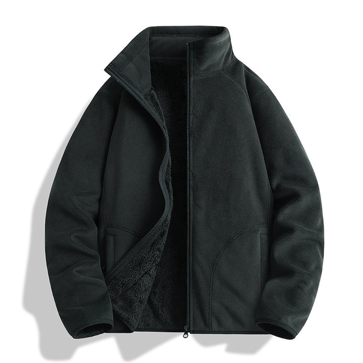Herren Fleecejacke mit Sherpa‑Teddyfutter, Stehkragen & Zwei‑Wege‑Reißverschluss Drune