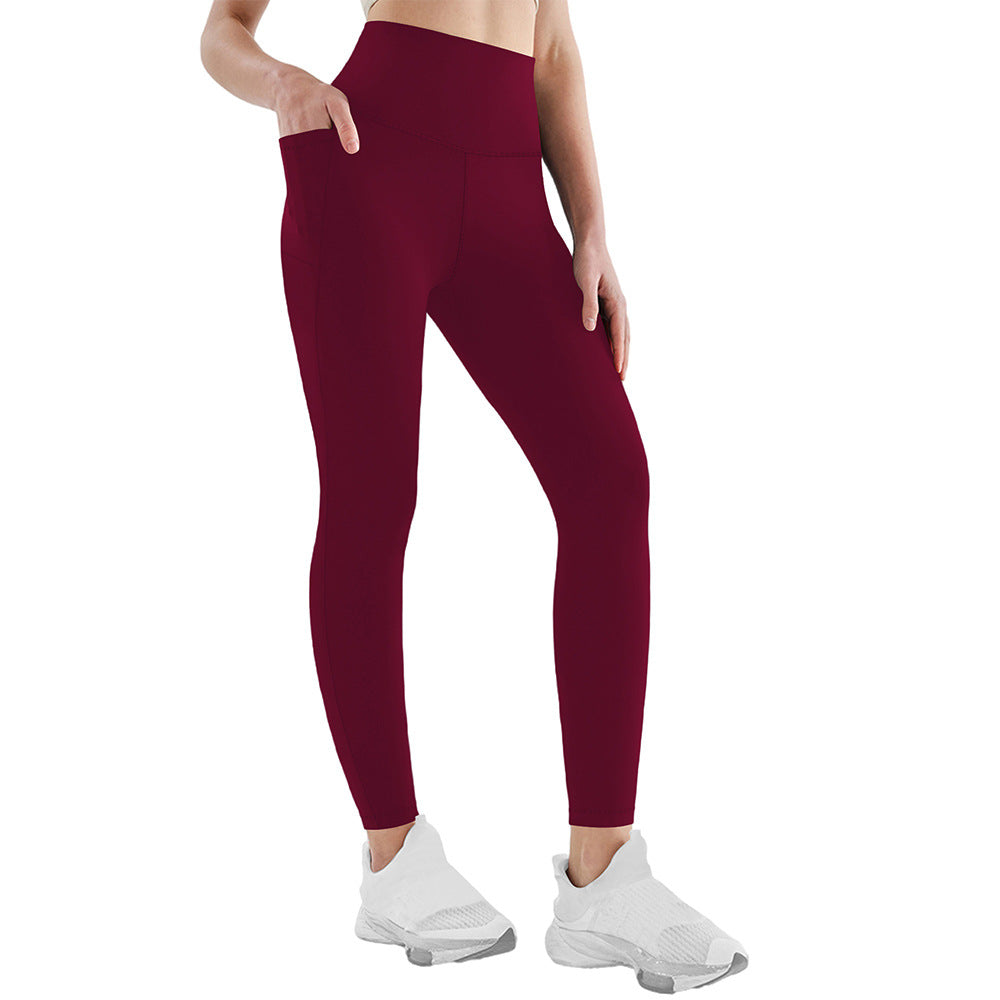 Damen Athletische Stretch-Leggings mit hoher Taille und seitlichen Taschen Drune