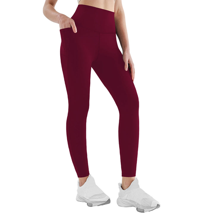 Damen Athletische Stretch-Leggings mit hoher Taille und seitlichen Taschen Drune