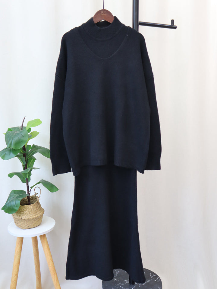 Damen Strickensemble mit weitem Schnitt und V-Ausschnitt Drune