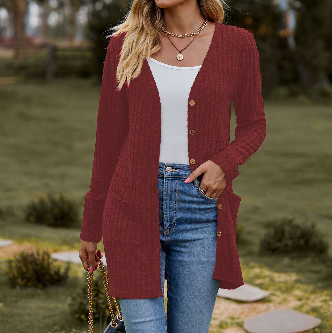 Damen Strickjacke mit elegantem Rippenmuster und praktischen Taschen Drune