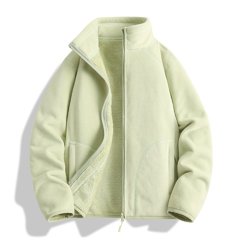 Herren Fleecejacke mit Sherpa‑Teddyfutter, Stehkragen & Zwei‑Wege‑Reißverschluss Drune