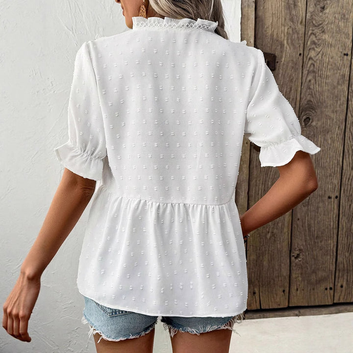 Damen Blusenshirt mit Rüschendetails und punktuellem Design Drune