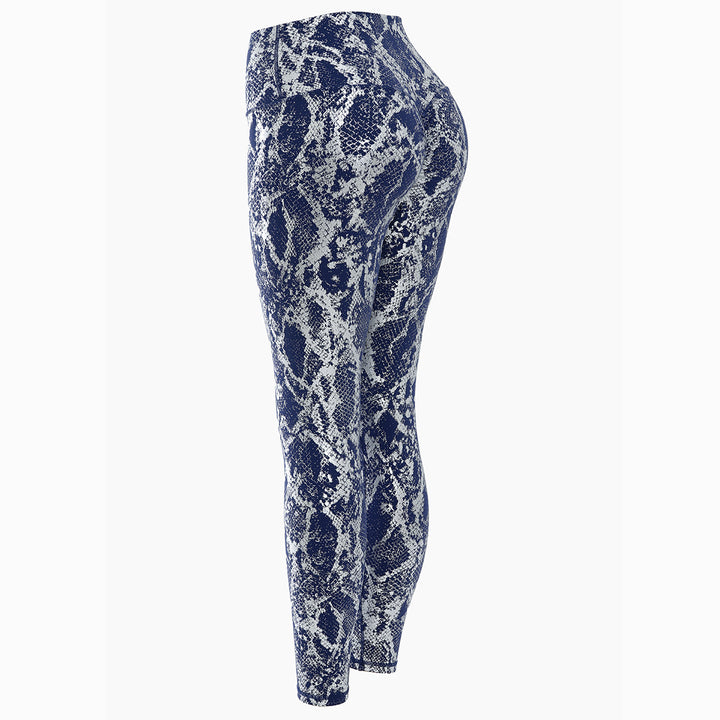 Damen nan hoch taillierte Sportleggings mit formender Kompression und strukturierter Schlangenprägung Drune