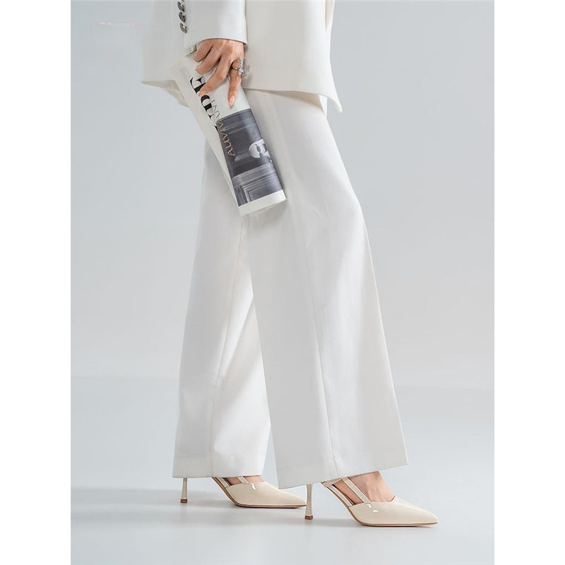 Damen Minimalistische spitz zulaufende Slingback-Pumps mit feinem Knöchelriemen und gepolstertem Komfortfußbett Drune