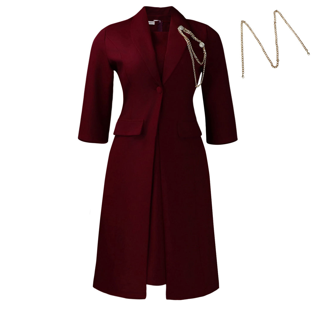 Damen Blazer-Kleid mit asymmetrischem Saum und eleganter Drapierung Drune