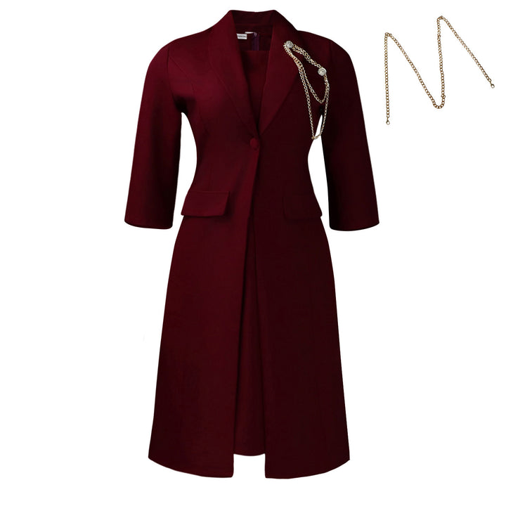 Damen Blazer-Kleid mit asymmetrischem Saum und eleganter Drapierung Drune