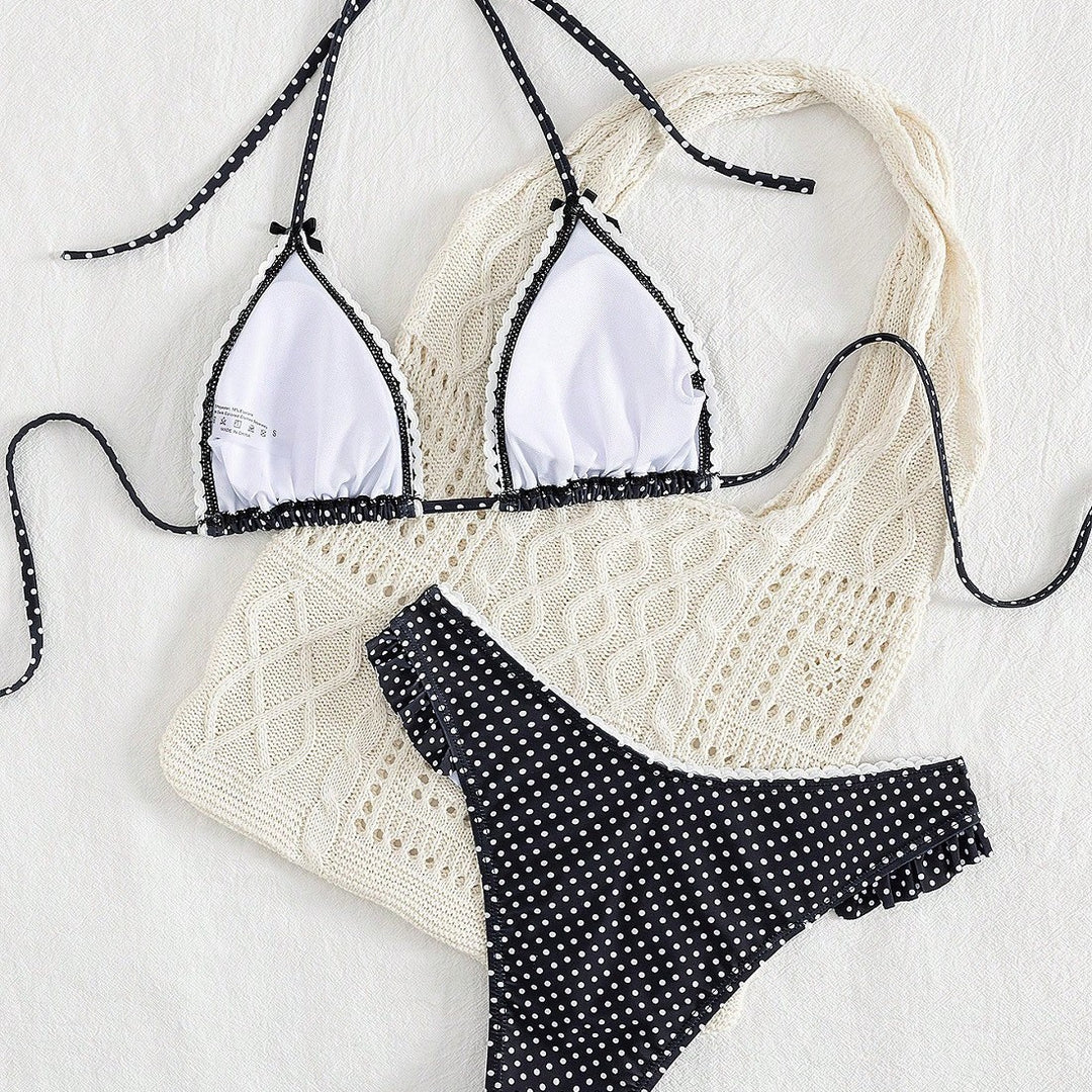 Damen Triangel-Bikini-Set mit verspielten Punkten Drune