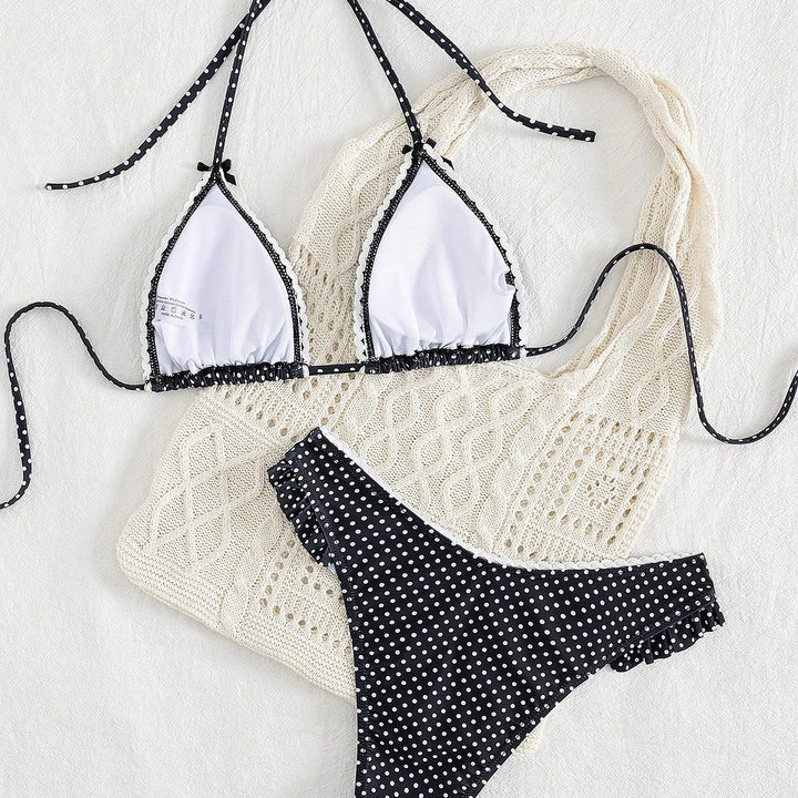 Damen Triangel-Bikini-Set mit verspielten Punkten Drune