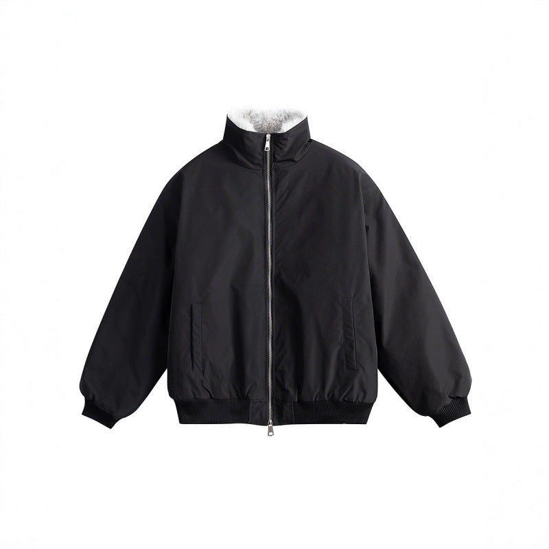 Damen Kurze Boxy-Steppjacke mit hohem Schalkragen, Teddykragen und elastischen Rippbündchen Drune