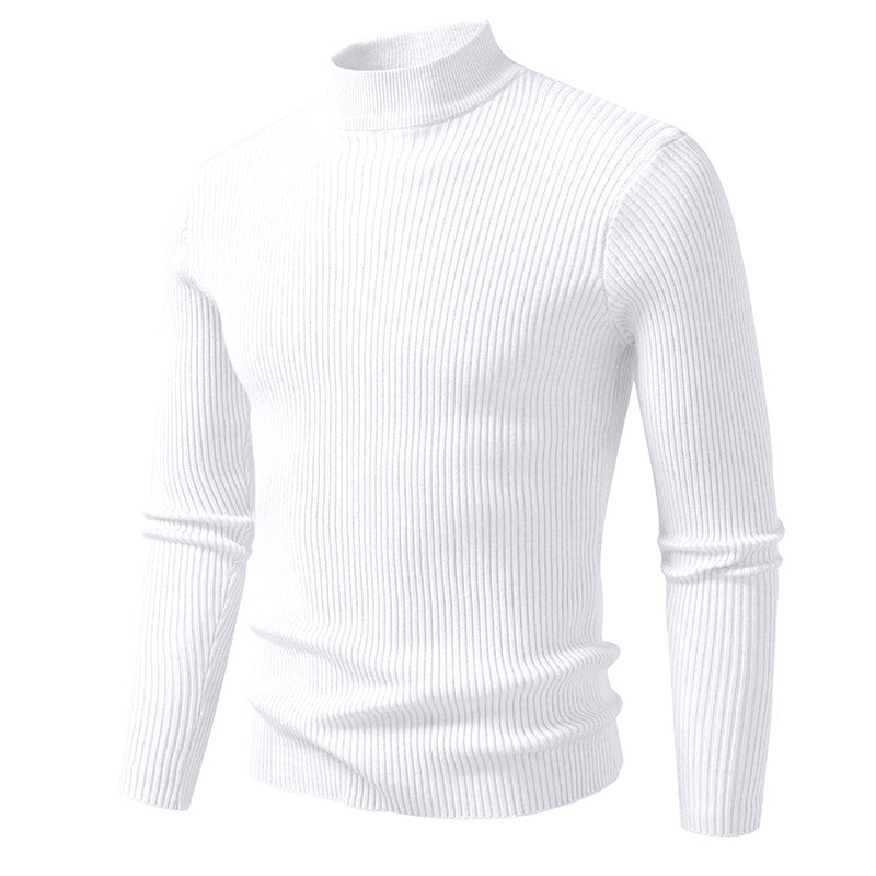 Herren Rippstrick-Mockneck-Pullover schmaler Schnitt thermischer Feinstrick Drune
