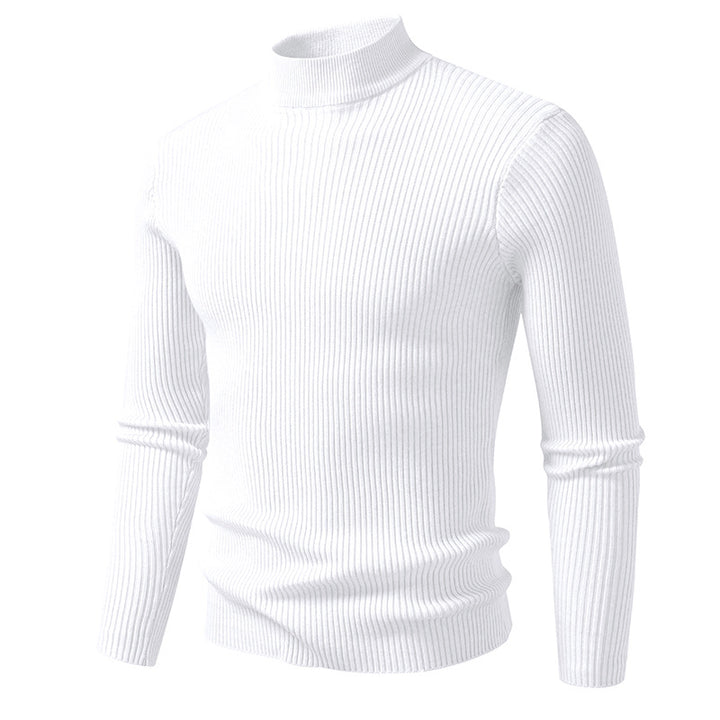 Herren Rippstrick-Mockneck-Pullover schmaler Schnitt thermischer Feinstrick Drune