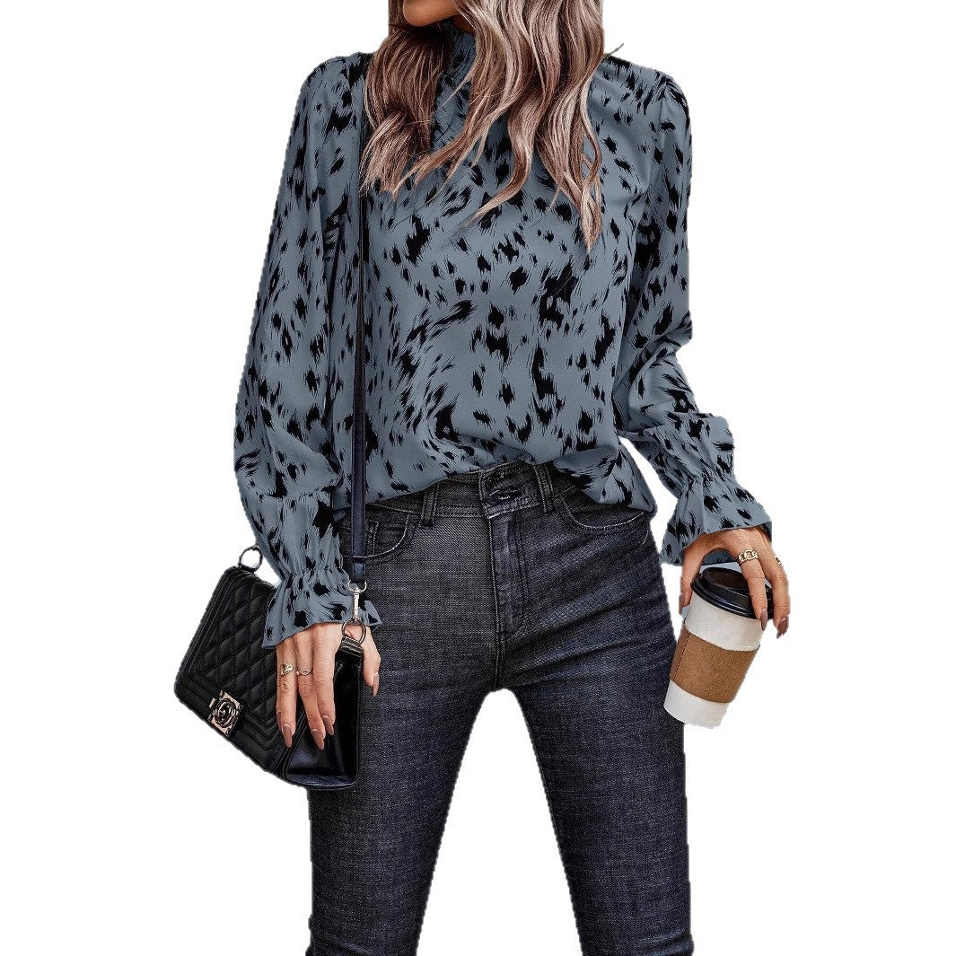 Damen Bluse mit eleganter Raffung und stylischem Muster Drune