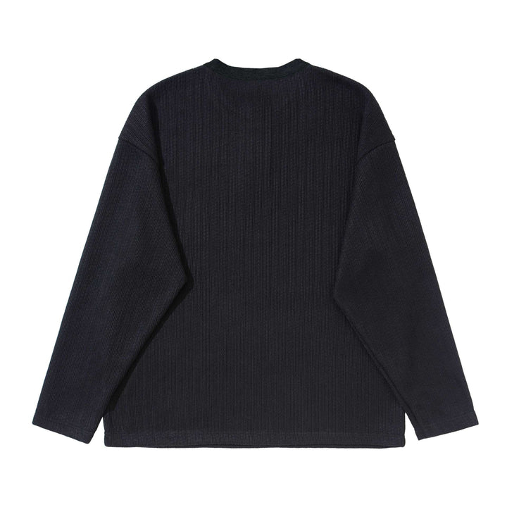 Unisex Strukturierter Waffel-Henleyshirt mit geradem Saum und Oversize-Silhouette Drune