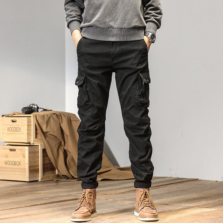 Herren Konisch zulaufende Cargohose mit Multifunktions‑Taschen und verstellbarem Saum Drune