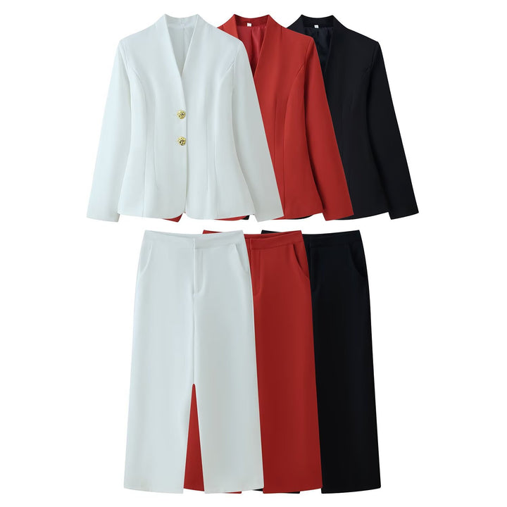 Damen Taillierter Blazer mit V‑Ausschnitt, nahtfeiner Silhouette und Zierknöpfen Drune