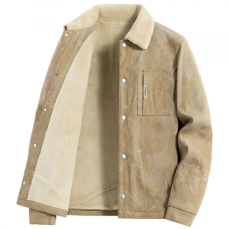 Herren Stylisches Cordjacke mit Teddyfutter Drune