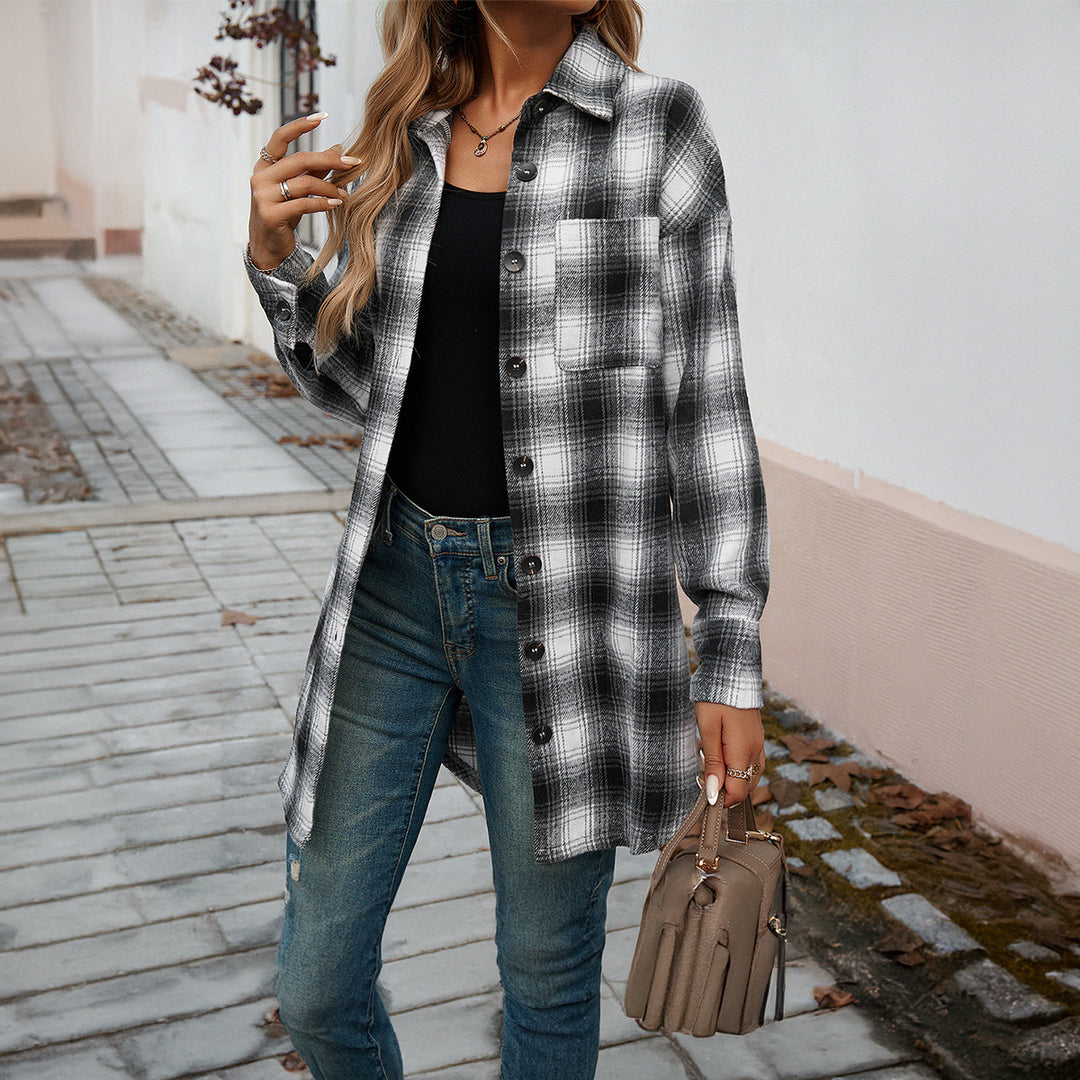 Damen Karierte Overshirt mit lässiger Passform und modernen Details Drune